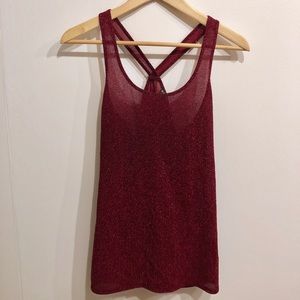 Express Glittery Red Racerback Tank